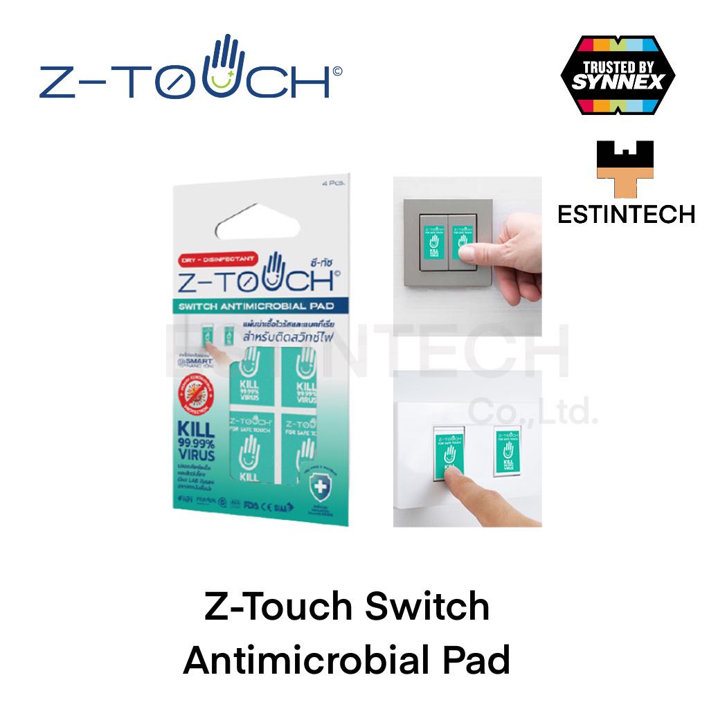 z-touch-แผ่นฆ่าเชื้อไว้รัสและแบคทีเรีย-switch-antimicrobial-pad-สำหรับติดสวิทซ์ไฟ