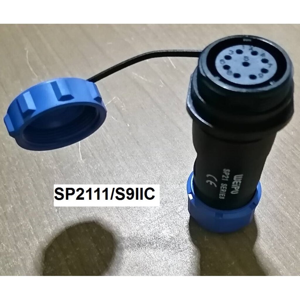weipu-connector-sp2111-s9-iic-9pole-5a-ip68-cable-od-7-12mm-สายไฟ-0-75sq-mm-ตัวเมียเกลียวในกลางทาง