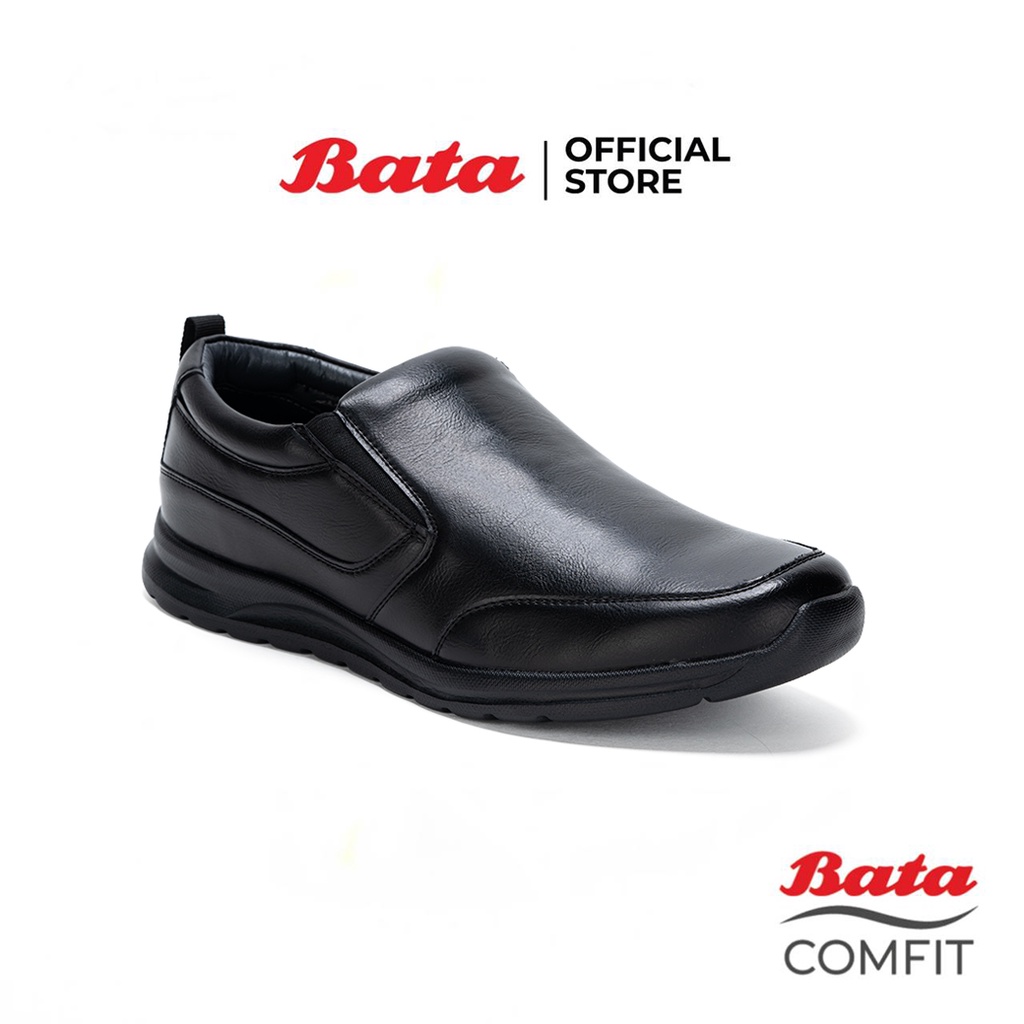 ภาพหน้าปกสินค้าBata Comfit บาจา คอมฟิต รองเท้าทำงาน รองเท้าทำงานดีต่อสุภาพ รองเท้าหนังPU สำหรับผู้ชาย รุ่น Clinton สีดำ 8516182
