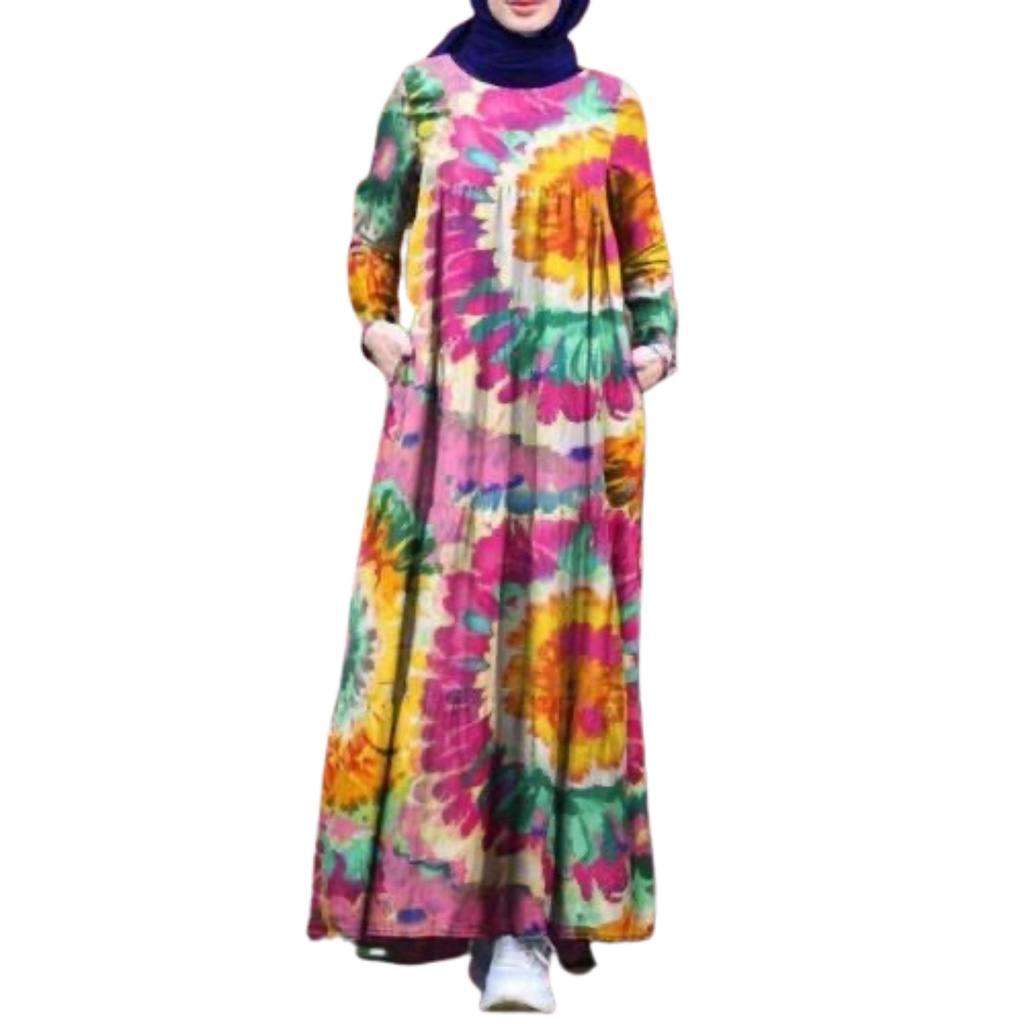 ผู้หญิงชุดมุสลิมแขนยาวabayaดูไบชุดเดรสแม็กซี่เครื่องแต่งกายชาวอิสลามชุดอิสลาม-3-สี-พร้อมส่ง