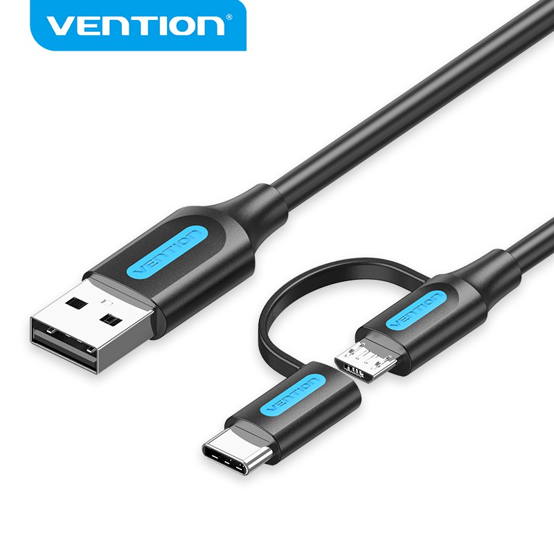 ภาพหน้าปกสินค้าVENTION สายชาร์จ 2 In 1 Usb 2 . 0 3 A Usb C / Micro B ความเร็วสูง 480 Mbps สําหรับโทรศัพท์มือถือ CQD จากร้าน vention.th บน Shopee