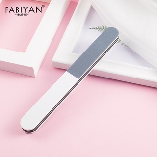 Fabiyan อุปกรณ์ตกแต่งเล็บฟองน้ําขัดเล็บแบบสามด้านสีดําสีขาวสีเทา