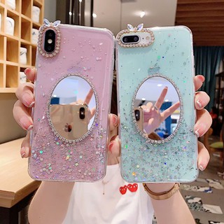 Huawei Nova 7 SE Y5p Honor 8X Play Mate 20 P20 P30 Pro Star Bling Makeup Mirror Soft TPU Phone Case