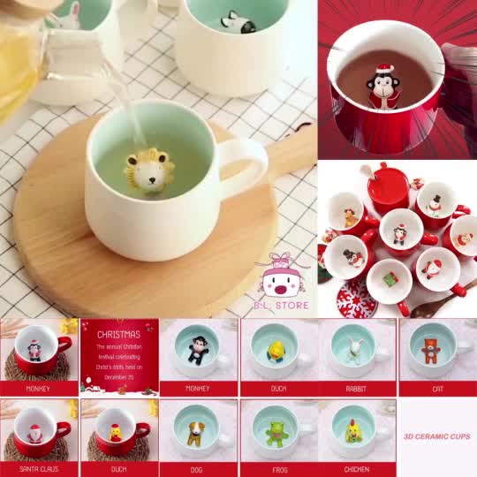 coffee-3d-cat-animal-milk-cup-ceramic-แก้วที่มีเหล่าบรรดาสัตว์อยู่ข้างใน-แก้วเซรามิคทนความร้าน