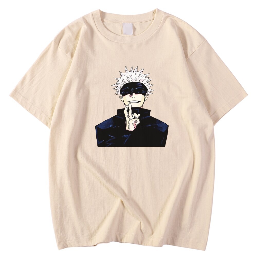 เสื้อยืดพิมพ์ลายการ์ตูน-jujutsu-kaisen-satoru-gojo-ทรงหลวมขนาดใหญ่สําหรับผู้ชาย-สไตล์แฟชั่นเรียบง่าย