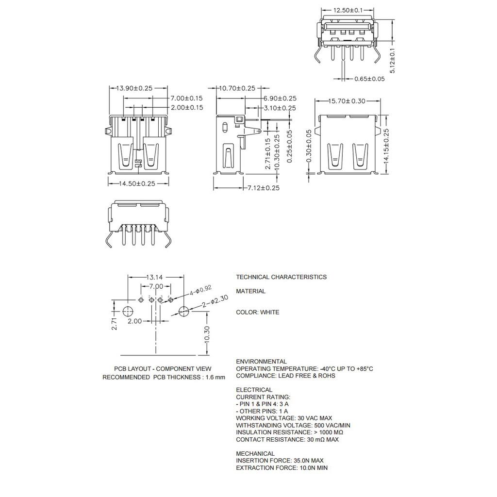 ภาพขนาดย่อของภาพหน้าปกสินค้าขั้วเชื่อมต่อ USB 2.0 4Pin 2 ขา 90 องศา ตัวเมีย Type A 10 ชิ้น/ชุด จากร้าน qianqian.th บน Shopee ภาพที่ 1