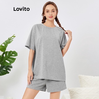 สินค้า Lovito ชุดนอนลําลอง เรียบง่าย โอเวอร์ไซซ์ L26AD087 (สีเทา)