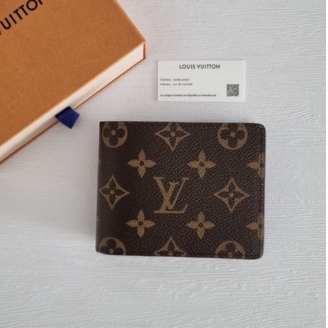 ผ่อน0-กระเป๋าสตางค์ชาย-new-louis-vuitton-multiple-microship-ลาย-monogram-สีน้ำตาล