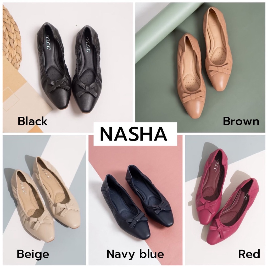 ภาพหน้าปกสินค้ารองเท้าคัทชู รองเท้าส้นแบนหน้าโบว์ รุ่น Nasha จากร้าน momo_shoes บน Shopee