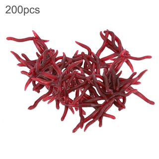 เหยื่อปลอม รูปหนอน สีแดง 1.4 นิ้ว สําหรับตกปลา 200 ชิ้น ต่อล็อต