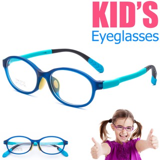 KOREA แว่นตาแฟชั่นเด็ก แว่นตาเด็ก รุ่น 2102 C-3 สีฟ้า ขาข้อต่อ วัสดุ TR-90 (สำหรับตัดเลนส์) เบาสวมไส่สบาย