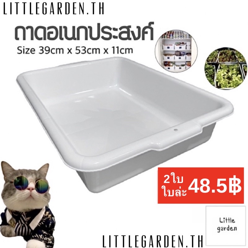 กระบะทรายแมวพลาสติก 39 × 53 × 11 ซม. สีขาว/ดำ