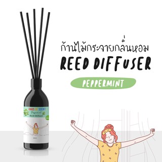 ก้านไม้กระจายกลิ่นหอม สูตรใช้น้ำมันหอมระเหย  เปปเปอร์มินต์ (PEPPERMINT)  รีแลกซ์  อโรม่า