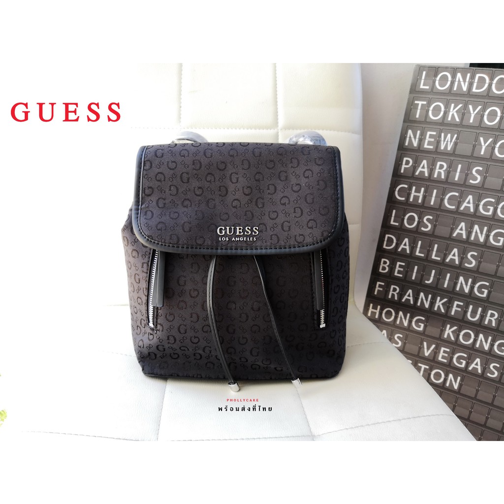 เป้-guess-backpack-singature-กระเป๋าสะพายหลัง-ของแท้-หนังแกะ