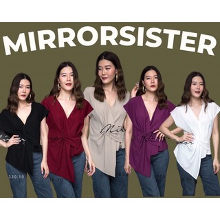 Code: 10330.10 เสื้อสีขาา เสื้อคอวี งานป้าย mirrorsister