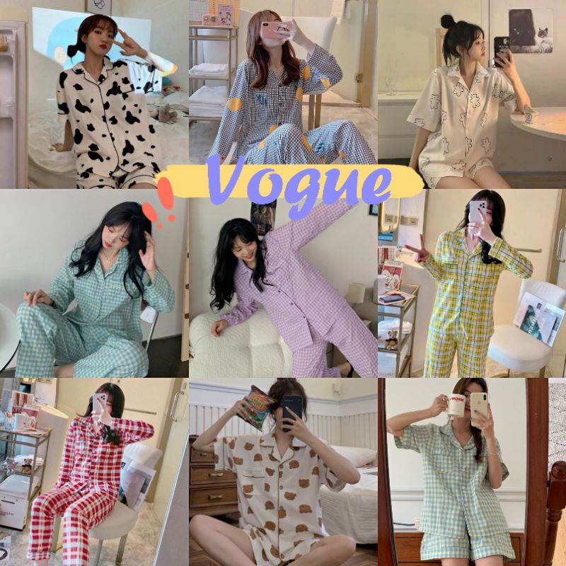 ภาพหน้าปกสินค้าVogue​ ​พร้อมส่ง​ ​ชุดนอน เสื้อแขนสั้น+กางเกงขานสั้น/เสื้อแขนยาว+ขายาว ผ้านิ่มใส่สบายมาก DX-SY) 05