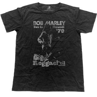 เสื้อยืดพิมพ์ลายแฟชั่น 🔥 ❦ ✴✷Bob Marley อาศัยอยู่ในฮาวาย 79 โปสเตอร์วินเทจเสร็จสิ้นการขายสีดํา 100% เสื้อยืดกีฬาทีกีฬาผ