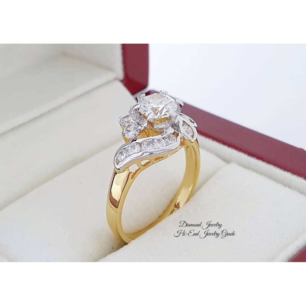 diamond-ring-แหวนเพชร-cz-แท้-ดีไซน์สวยหรู-ขนาดกำลังสวย-เพชรขาวใสมากๆๆๆ-เล่นไฟดีเว่อร์ๆ