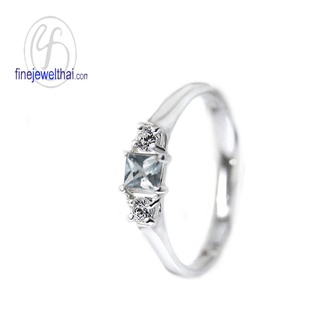 Finejewelthai-แหวนพลอย-แหวนอะความารีน-แหวนเงินแท้-พลอยแท้-พลอยประจำเดือนเกิด-Aquamarine-Silver-Ring-R1181aq