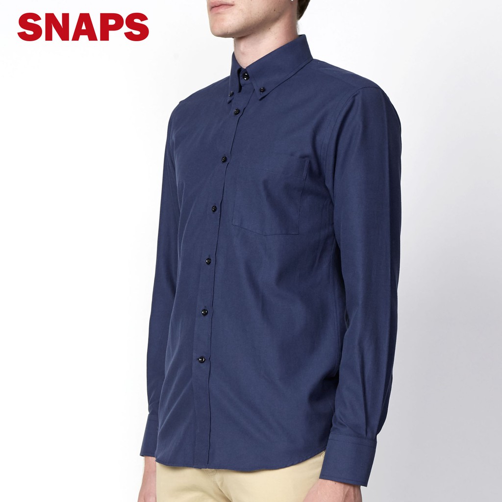 SNAPS Oxford Slimfit LongSleeve Navy Shirt (เสื้อเชิ๊ตสีน้ำเงิน ผ้าอ๊