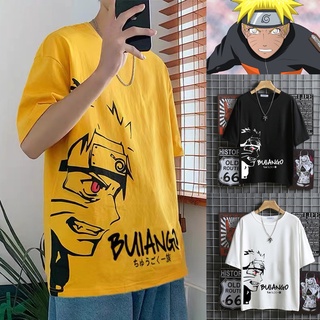 เสื้อยืดแขนสั้น แขนห้าส่วน ทรงหลวม ลายการ์ตูนนารูโตะ สไตล์เกาหลี และฮ่องกง