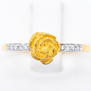 แหวนเพชรแท้ ลายดอกกุหลาบ สวยงาม ตัวเรือนทอง 9k ME704