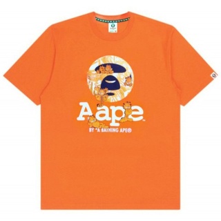 Aape ใหม่ เสื้อยืดคอกลม แขนสั้น ทรงหลวม พิมพ์ลาย Garfield แฟชั่นฤดูร้อน สําหรับผู้ชายเสื้อยืด