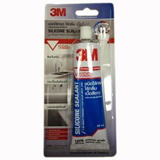 ซิลิโคนชนิดไร้กรดป้องกันกันเชื้อรา 3M 60 มล. สีขาว วัสดุก่อสร้าง เคมีก่อสร้าง