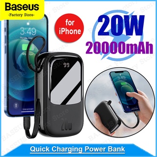 Baseus Qpow พาวเวอร์แบงค์ 20000MAh 20W หน้าจอดิจิทัล ชาร์จเร็ว สําหรับ iPhone Dual Inputs และ 3 Outputs Fast Charg