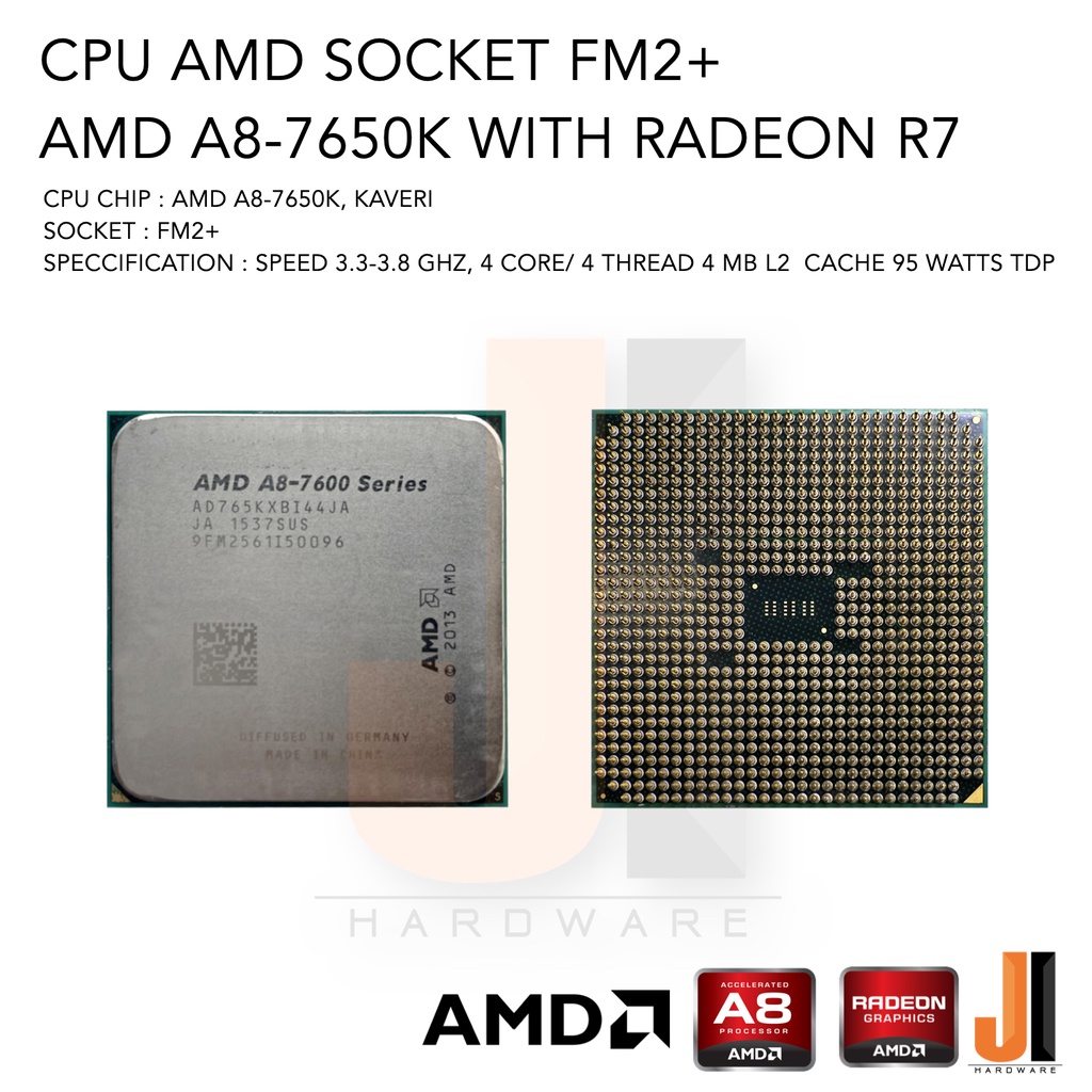 CPU AMD A8-7650K 4 Core/ 4 Thread 3.3-3.8 Ghz 4 MB L2 Cache No Fan ...