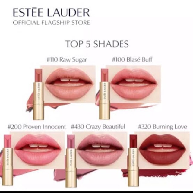 ESTEE LAUDER : Pure Color Love Lipstick (#100 BLAISE BUFF) | Shopee Thailand