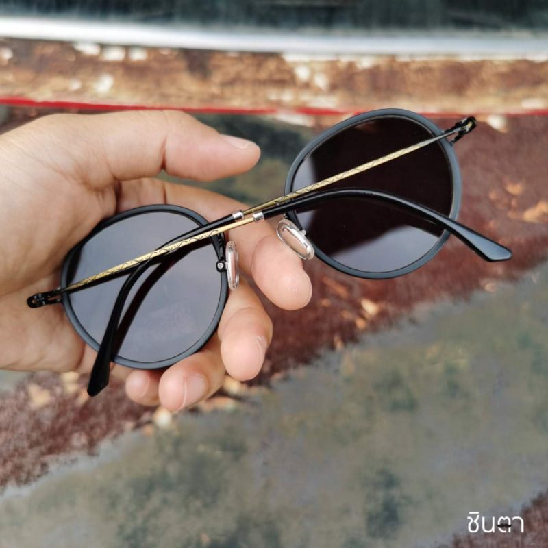แว่นวินเทจ-แว่นตากันแดด-แว่นชินตา-รุ่น-in-ca-cof-กรอบทรงกลมมน-สีดำ-ใช้เลนส์กันแดดสีดำ-คุณภาพดี