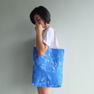 กระเป๋าผ้า canvas รุ่น CC สีฟ้า