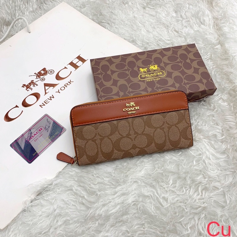 กระเป๋าตังค์-coach-7-5-ซิบ-ใบยาว-ใส่บัตร-ใส่แบงค์ใส่เหรียญ-หนังอย่างดีงานสวยเป๊ะปังมากๆ