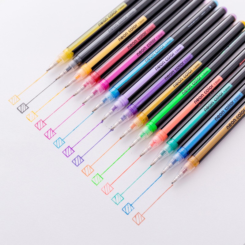 ภาพสินค้าปากกาสี12 สี 12 แท่ง สะท้อนแสง มี12สี ปากกา ปากกา เครื่องเขียน อุปกรณ์การเรียน ปากกาเจล ปากกากากเพชร จากร้าน moomoostationery บน Shopee ภาพที่ 7