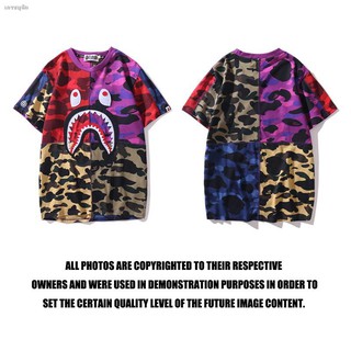 ฉลามหัวพรางหลายชั้นประกบอาบน้ำ APE Bape ที่เดินทางมาพักผ่อนแฟชั่นที่มีคุณภาพสูงเสื้อยืดผู้ชายผู้หญิงสั้น Sl 20