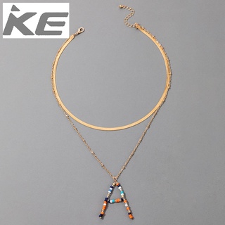 Jewelry Creative Beaded English Initial A Alloy Double Necklace for girls for women low price