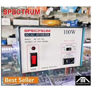 หม้อแปลง Spectrum Inverter อินเวอร์เตอร์ หม้อแปลงไฟ DC 12V เป็น 220 โวลต์ 100 วัตต์