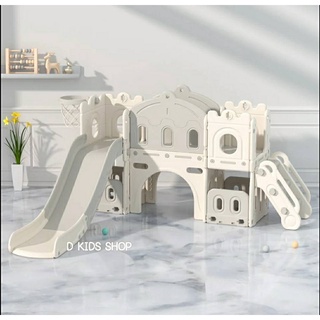 Dtoys สไลเดอร์ปราสาท Kingdom Slider มาพร้อมแป้นบาส และลูกบาส สะพานคุณหนู ของเล่นสนาม สไลเดอร์เด็ก ใหญ่สวยมาก รุ่น6056