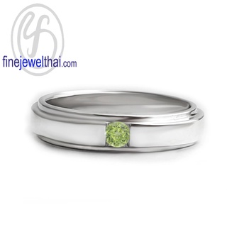 Finejewelthai-แหวนเพอริดอท-เพอริดอท-แหวนพลอย-แหวนเงินแท้-พลอยประจำเดือนเกิด-Peridot-Silver-Ring-Birthstone-R1418pd