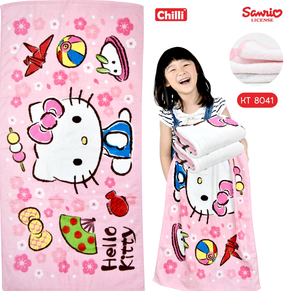 ของแท้-100-sanrio-towel-ผ้าเช็ดตัว-ผ้าขนหนู-ลิขสิทธิ์-hello-kitty-kt-8041-ขนาด-24x48-นิ้ว