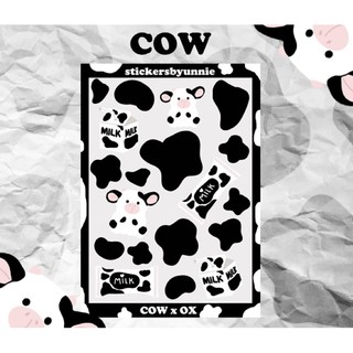 ภาพหน้าปกสินค้าสติ๊กเกอร์ Cow Cow 🐮 🐄 ขาวมัน PPกันน้ำ (ไดคัท/ไม่ไดคัท) ที่เกี่ยวข้อง