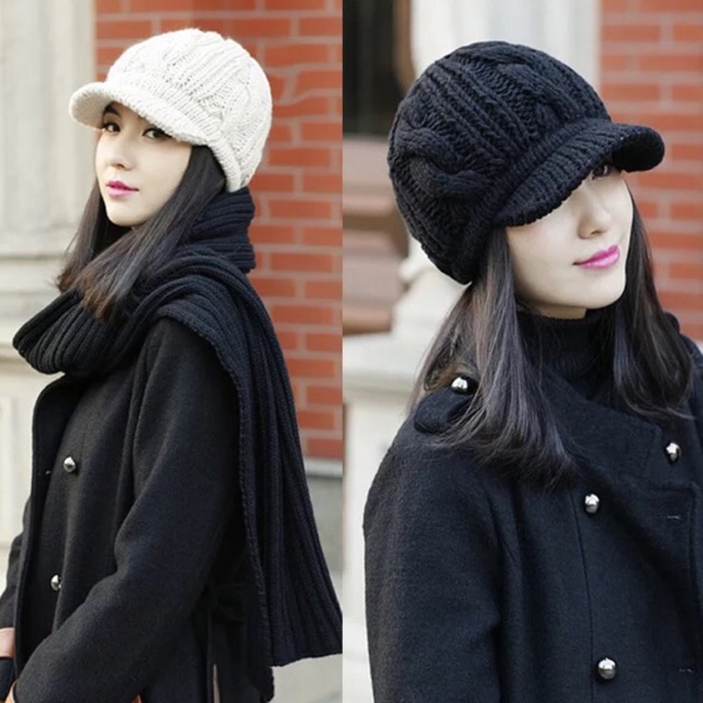 หมวกไหมพรม-ใส่กันลมกันหนาว-ทรงน่ารัก-พร้อมส่ง
