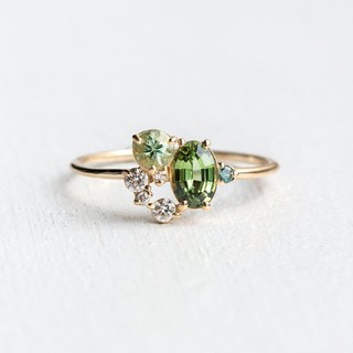 ใหม่ทุ่งหญ้าสีเขียว 7 แหวนเพชรผู้หญิงในยุโรปและอเมริกาของสไตล์ชุบ 14k แฟชั่นขนาดเล็กสดหมั้นแหวนหาง de2-1605