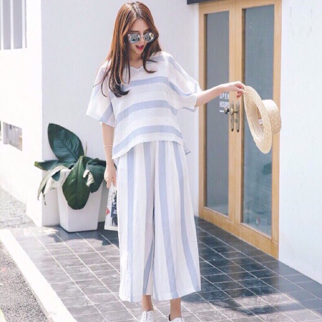Simply Put Top, Cream/Blue