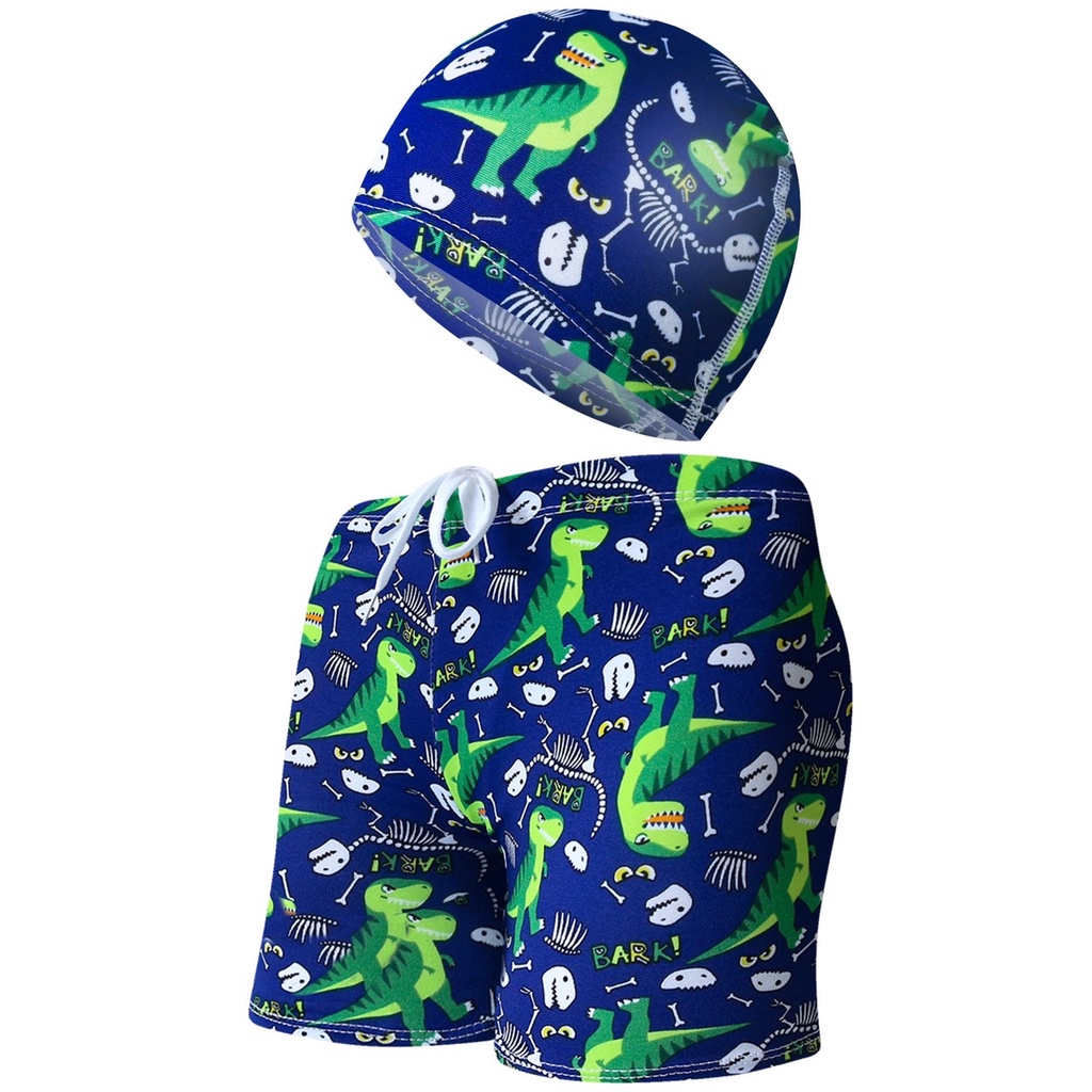 ภาพสินค้าชุดกางเกงว่ายน้ำเด็กผู้ชายมีเชือกผูกพร้อมหมวกฟรีไซส์หลายแบบ นื้อผ้าลื่นใส่สบาย จากร้าน qq_swimsuit บน Shopee ภาพที่ 1