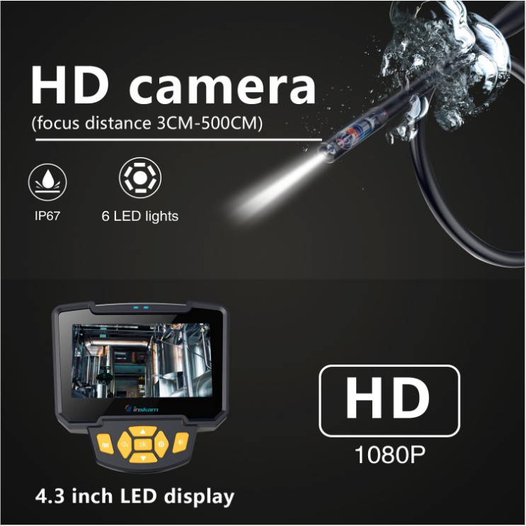 ภาพหน้าปกสินค้ากล้องงู Full-HD 1080P จอ LCD 4.3นิ้ว เลนส์ 8mm. ความยาวสายกันน้ำ 1 เมตร และ 5 เมตร จากร้าน ballberry บน Shopee