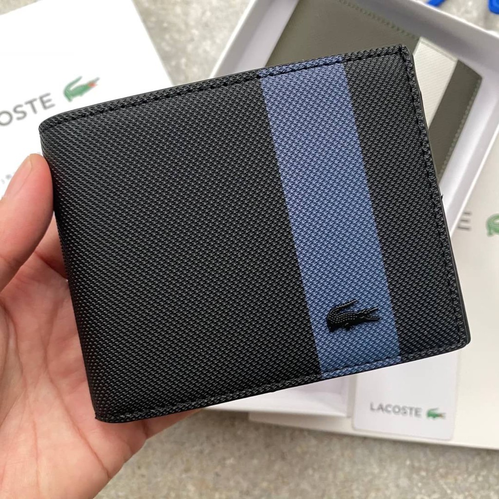 รุ่นใหม่-lacoste-short-wallet-กระเป๋าสตางค์แบบพับ2ตอนสำหรับผู้ชาย