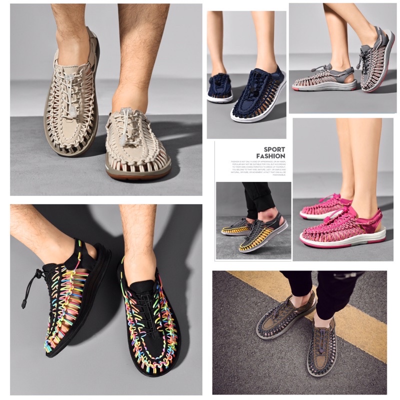 ภาพสินค้าแตะ รัด ส้น สไตล์ Kenen Sandal ชาย หญิง รองเท้าใหญ่ รองเท้าแตะรองเท้าแตะ สีดําและสีขาว สีฟ้าและสีแดง สีผสม จากร้าน sumrong_shop บน Shopee ภาพที่ 3