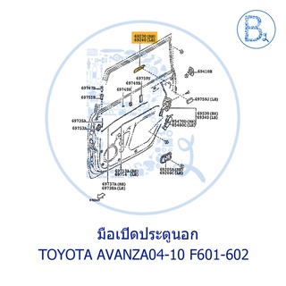 **อะไหล่แท้** มือเปิดประตูนอก TOYOTA AVANZA04-10 F601-602